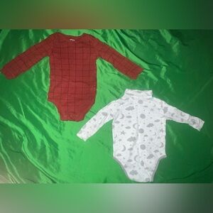 Carter's Red Grid and Spasilk White Celestial Bodysuits size 24 Months